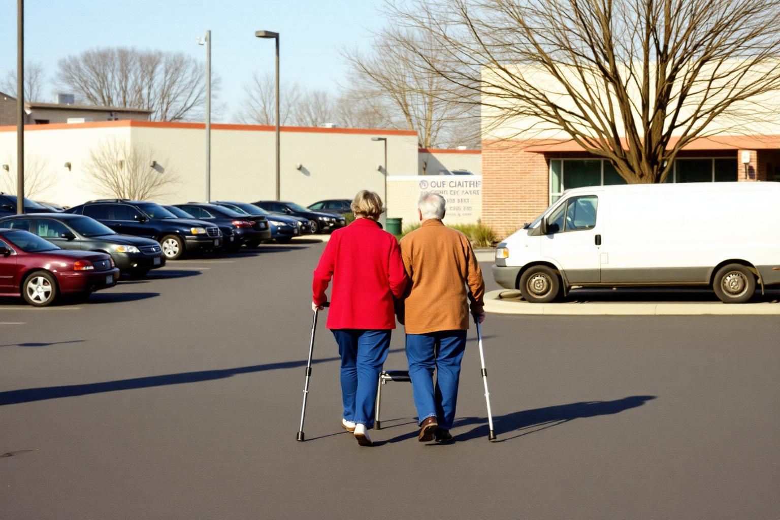 Grab handle and low step of a passenger van used for ambulatory riders
