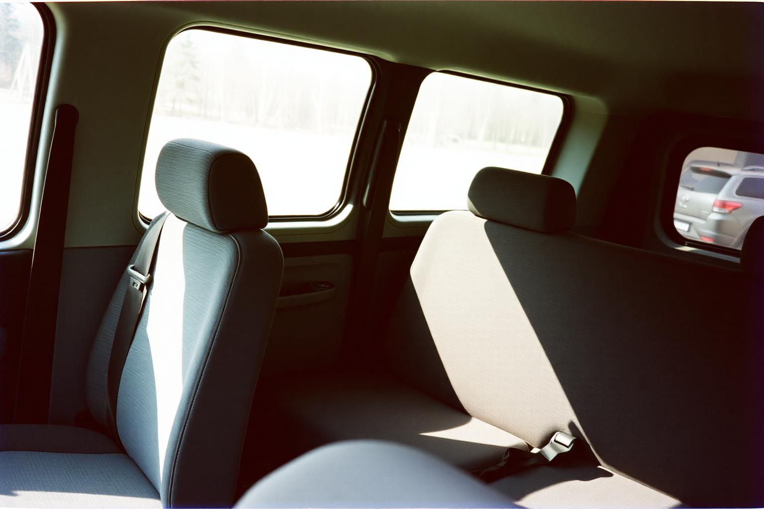 Interior seating of a transport van prepared for a passenger