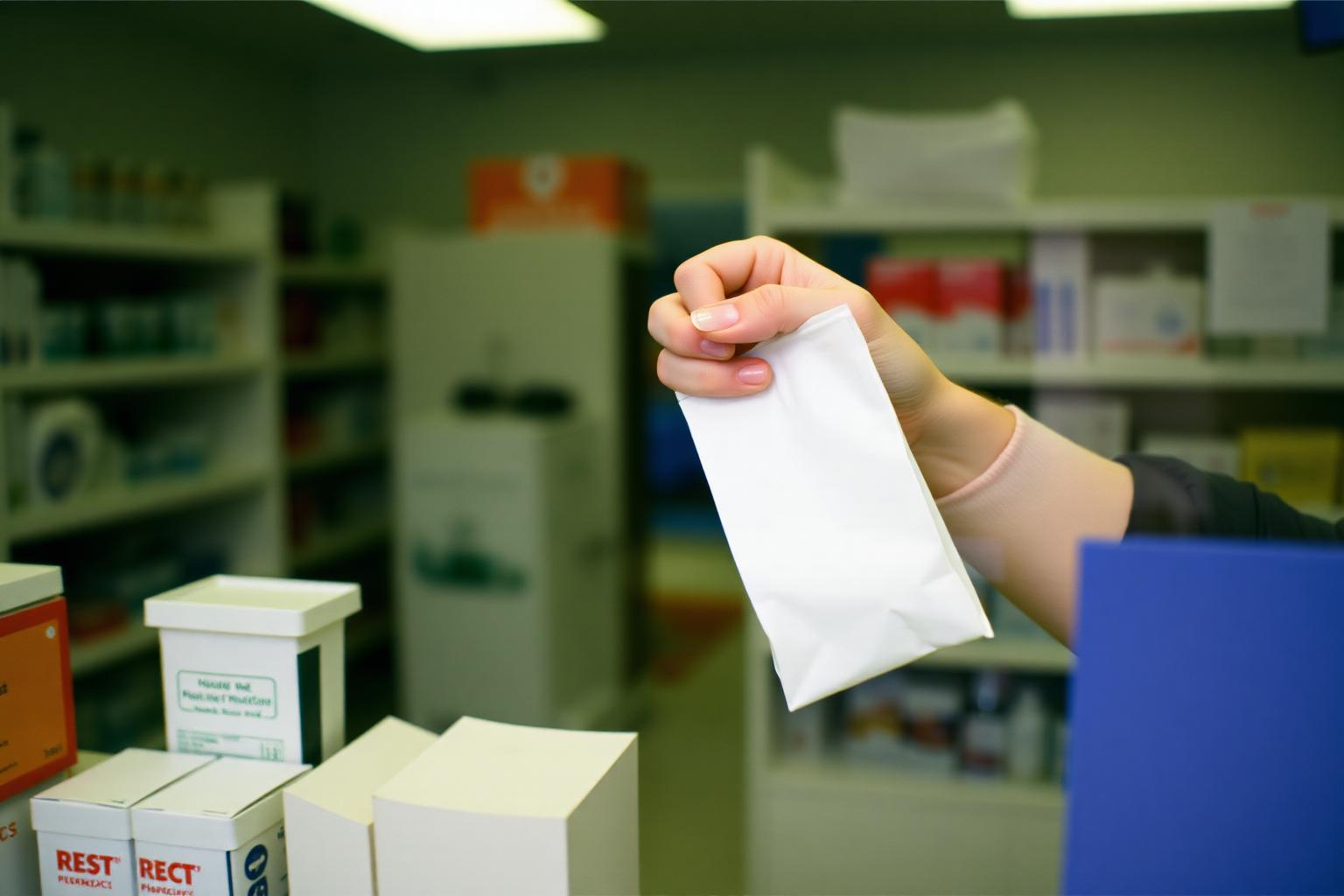 Prescription pickup counter visit during a scheduled transport stop